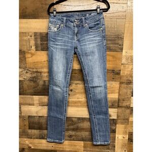 Miss Me Skinny Jeans 28 Medium Wash Butterfly Rhinestone JP5002SK-17 Low Rise